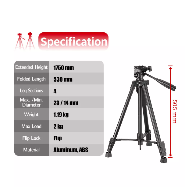 Штатив KingJoy VT-860S Tripod Stand Multifunctional 1,75 м - фото 3