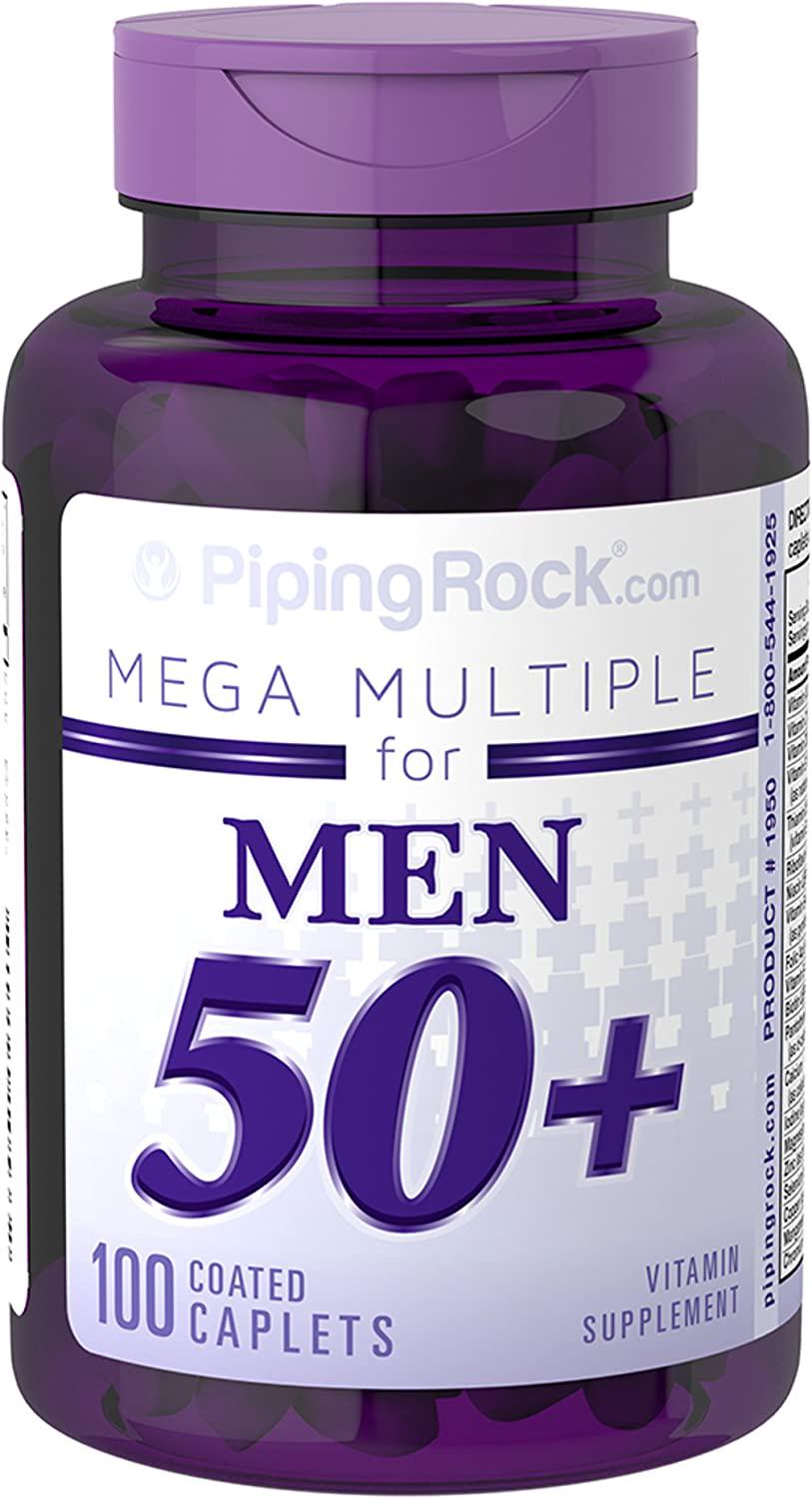 Витаминно-минеральный комплекс Piping Rock Mega Multiple for Men 50 Plus для мужчин 100 Coated Caplets