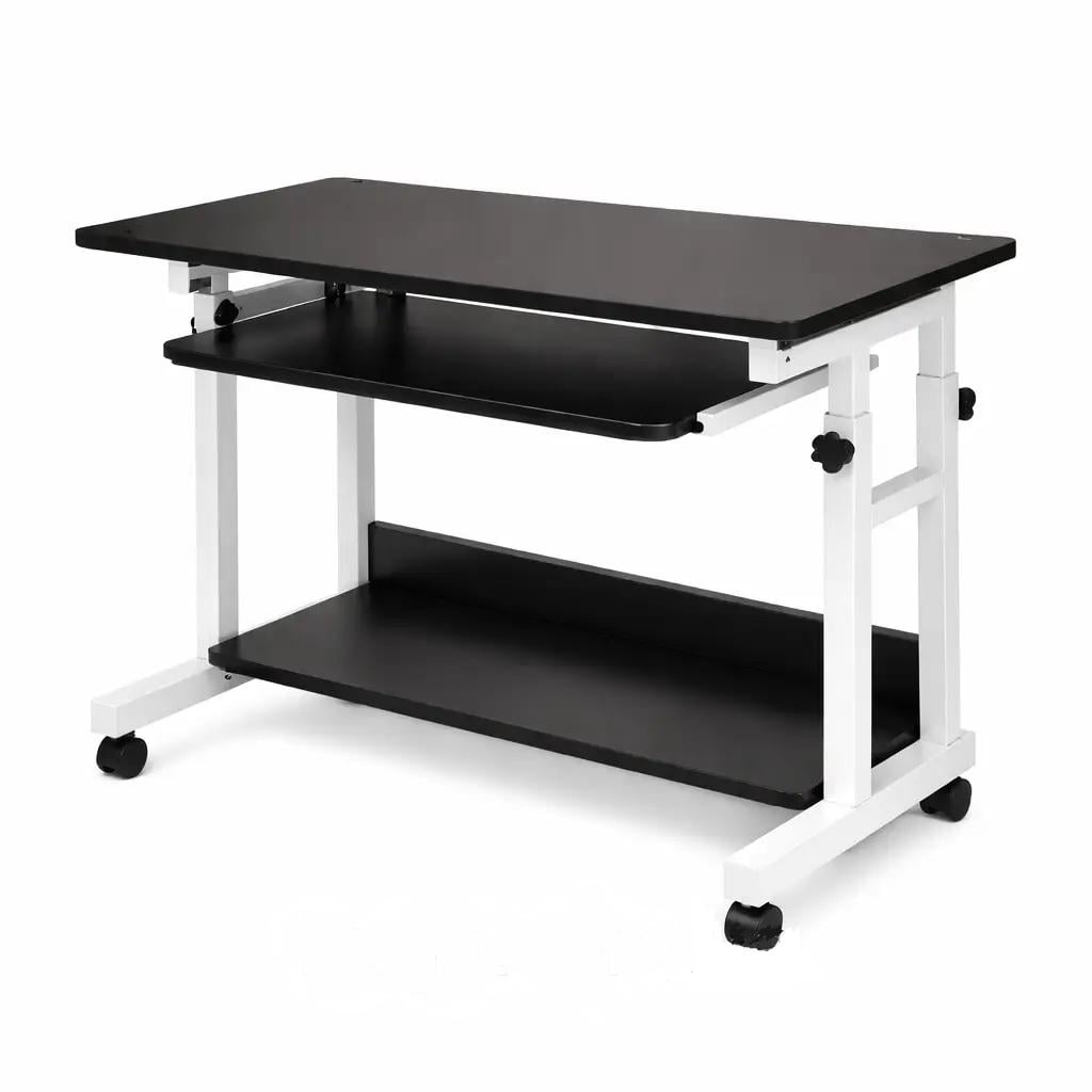 столик приставной для ноутбука 80х45 см с регулировкой высоты Бело-черный