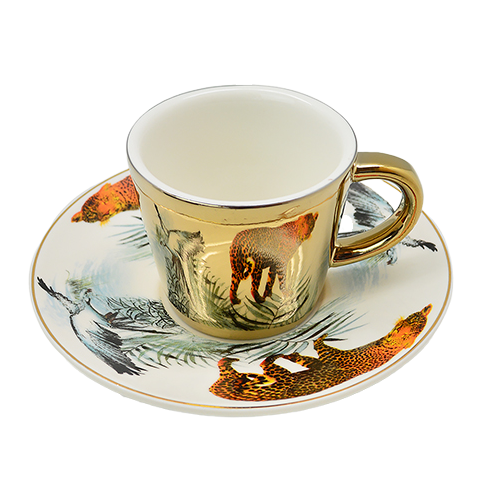 Чашка с блюдцем анаморф Гепард Stenson R88429 90 мл (543651)