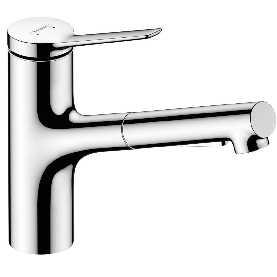 Змішувач для кухні Hansgrohe Zesis M33 150 2jet з витяжним виливом sBox Lite одноважільний Хром (74803000) - фото 1