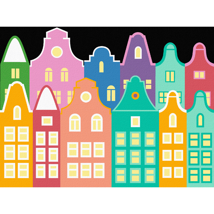 Картина за номерами ROSA з мольбертом Яскраві будиночки 15х20 см (Az1-4823098540526)