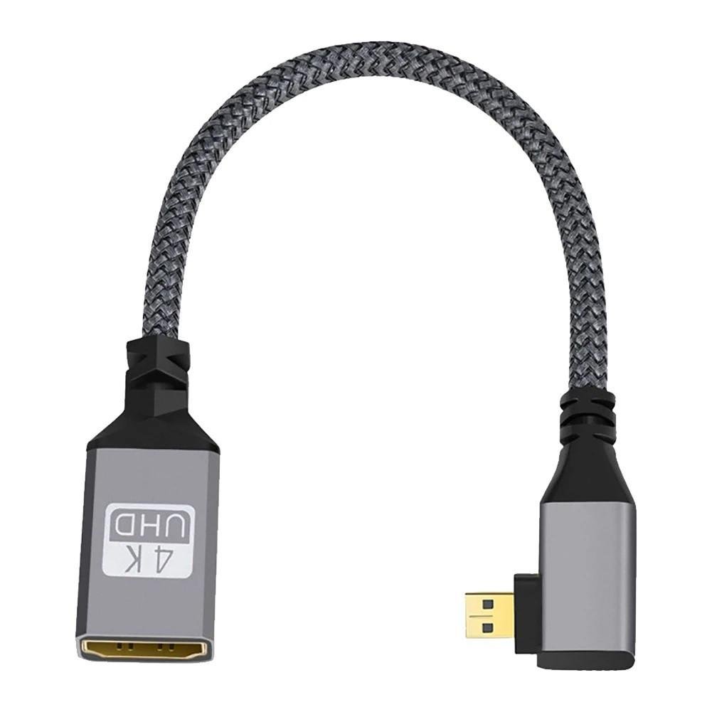 Кабель-перехідник SUNROZ Micro HDMI Male-HDMI Female 4К 60Hz 20 см (Right) (A-48648)