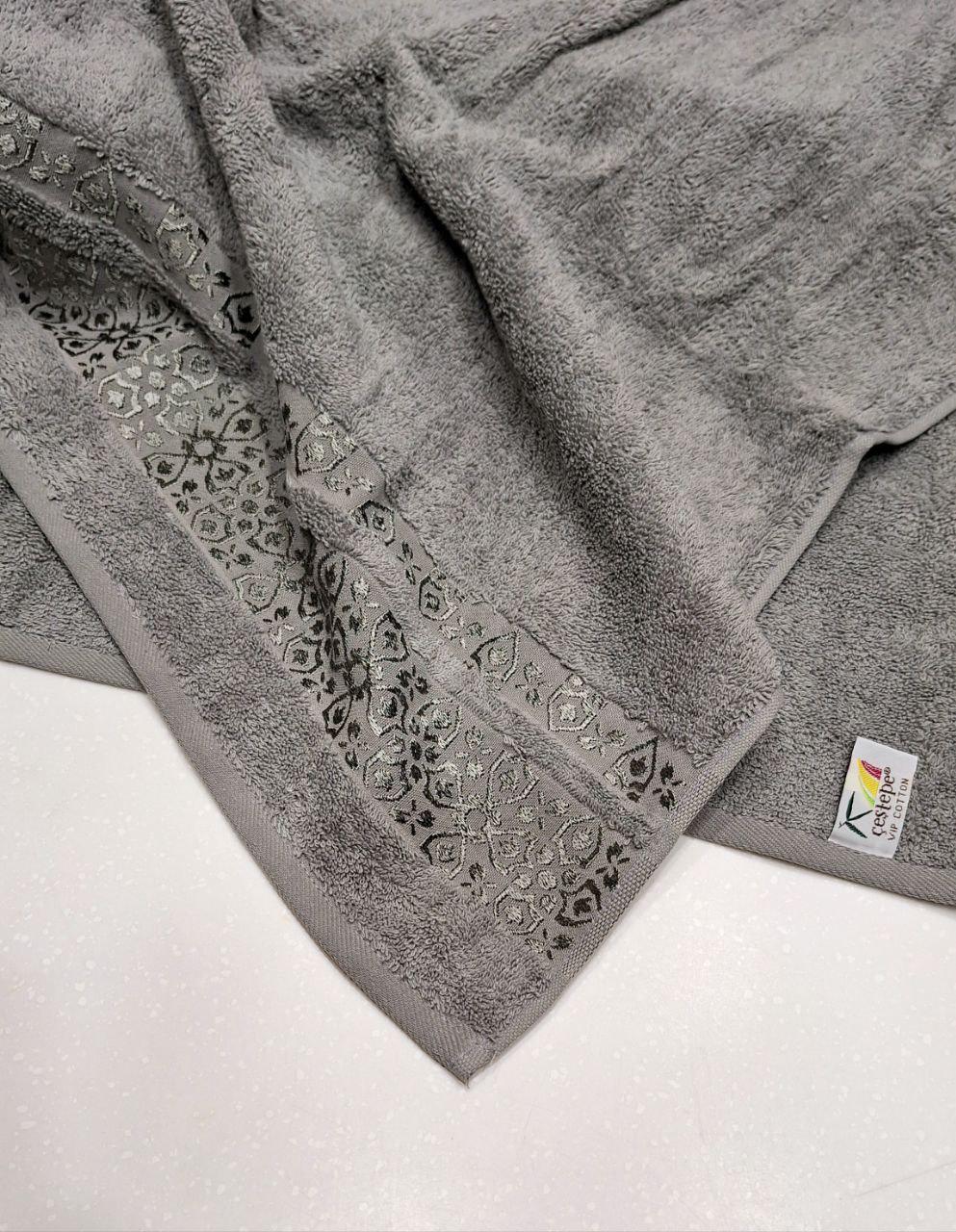 Рушник для обличчя махровий Cestepe VIP Cotton 50x90 см Сірий (1617) - фото 2