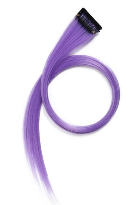Декоративная прядь волос однотонная на заколке 50 см Сиреневый (M4-8-1196-БУЗ)