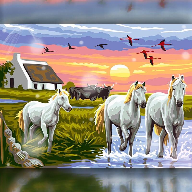 Алмазная вышивка The Wortex Diamonds Табун лошадей 30x40 см TWD20005