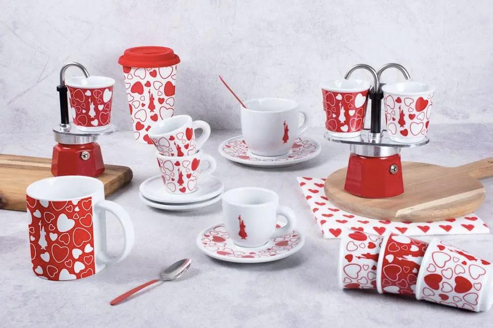 Гейзерна кавоварка Bialetti Set Cuore Mini Express з 2 кавовими чашками Червоний/Білий (0002347) - фото 4