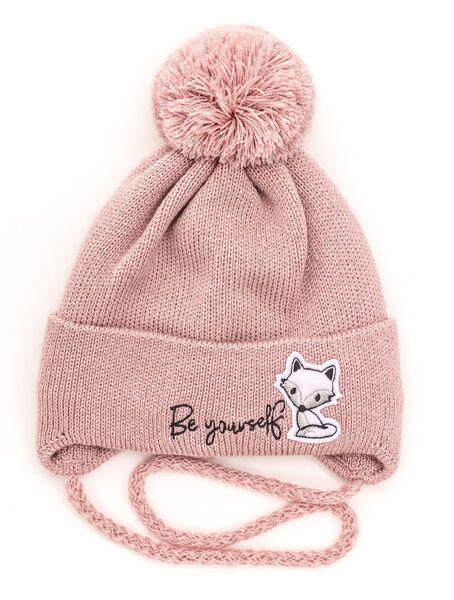 Шапка детская для девочек Лисичка D894 хлопок 38-42 см Пудровый