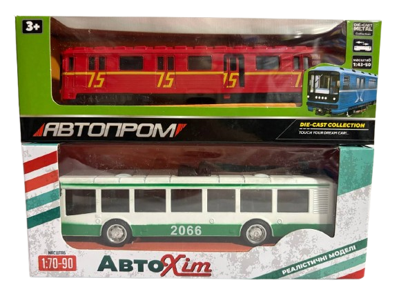 Вагон метро и троллейбус металлопластиковые инерционные (1774)