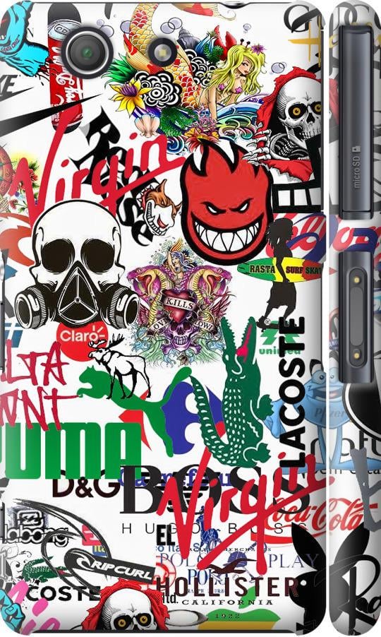 Чехол на Sony Xperia Z3 Compact D5803 Many different logos (4022m-277-42517)