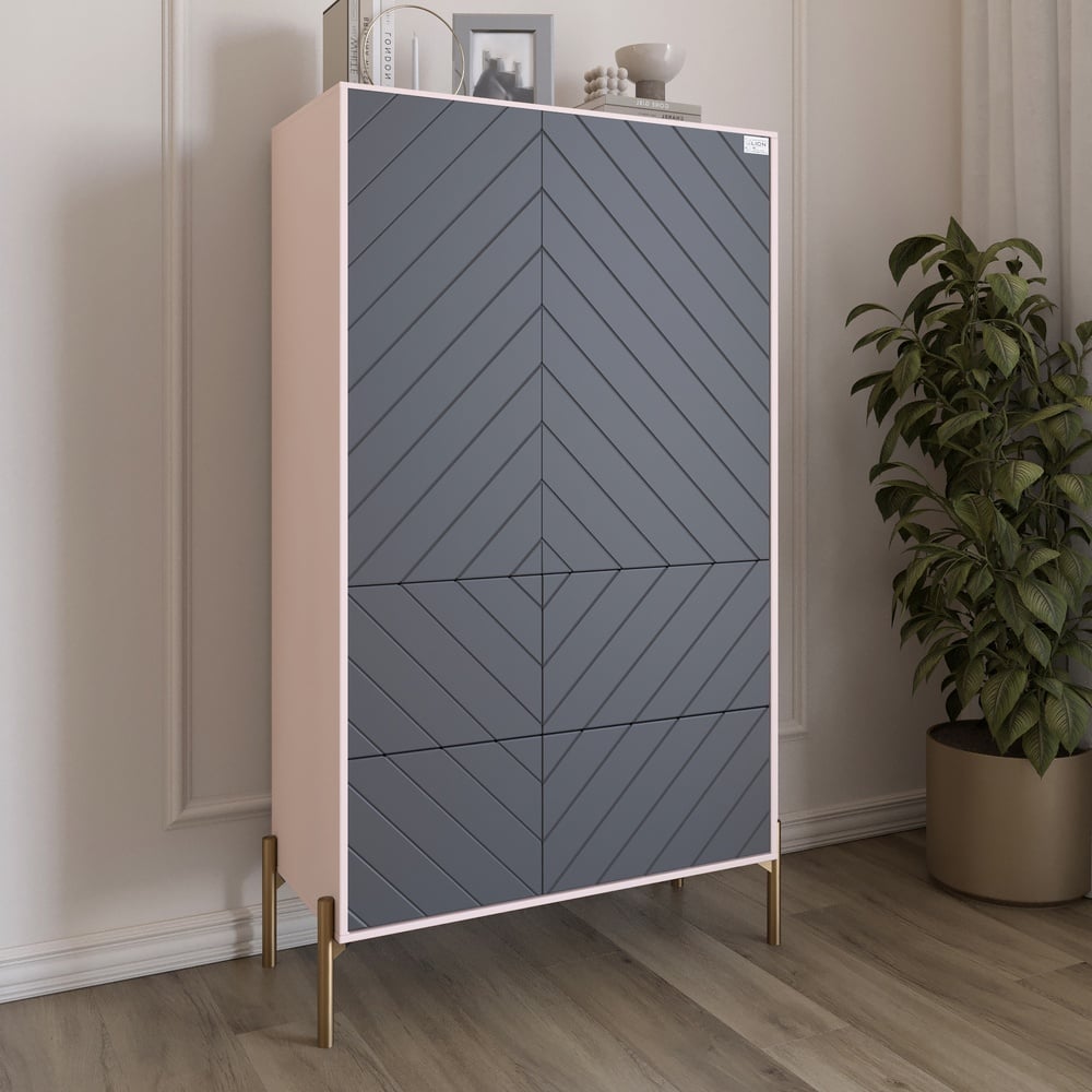 Комод-пенал Lion Амарант 84x40x150 см Розовый/Графитовый (LION-042199)