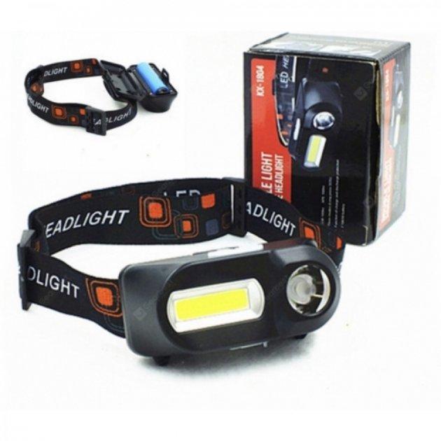 Фонарь налобный KX-1804A СОВ ХРЭ с датчиком движения аккумуляторный Черный (1480807040) - фото 4