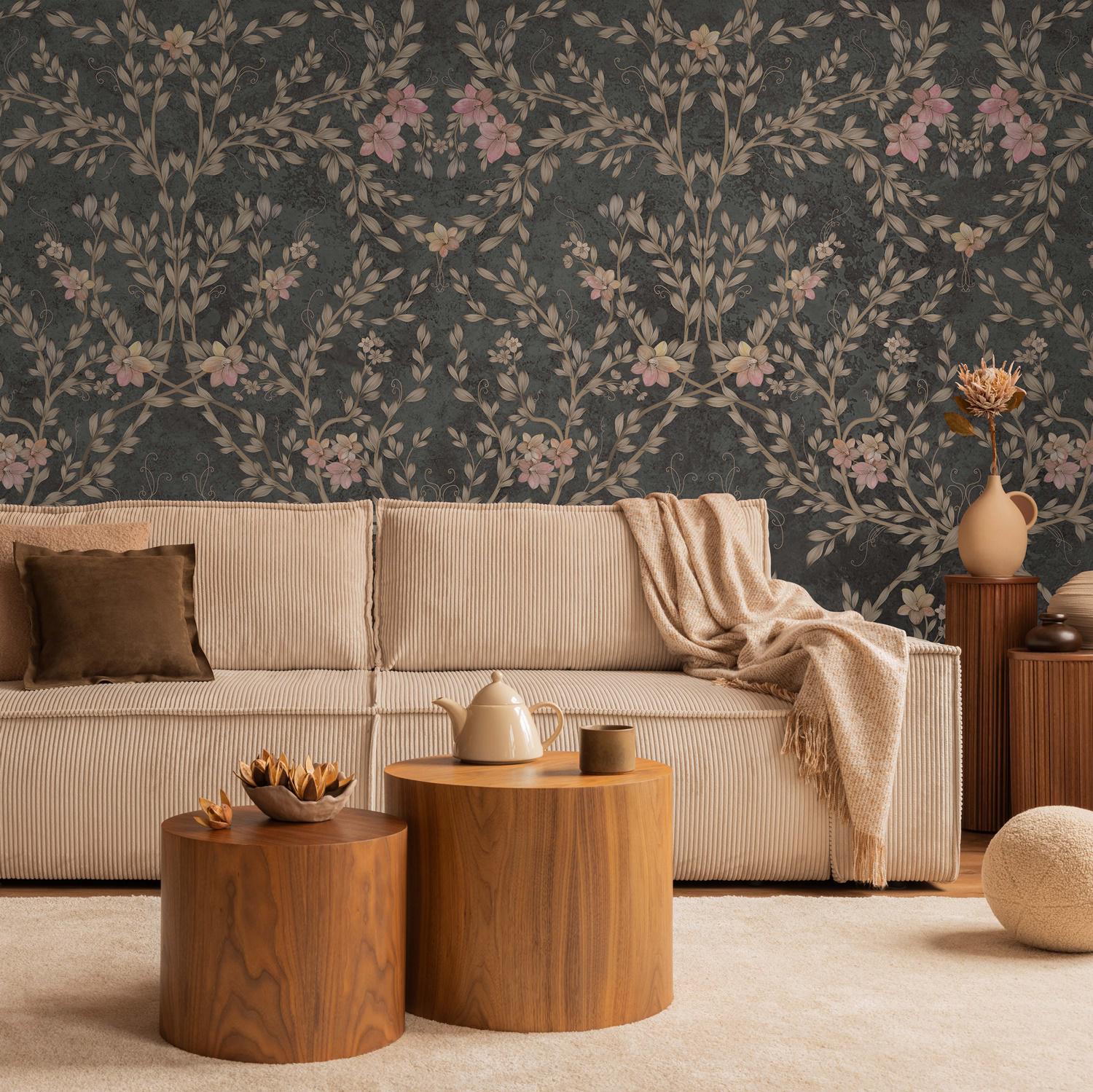 Фотообои AdaWall SEASONS на текстильной основе Цветочный и листовой дизайн (SE307-3)