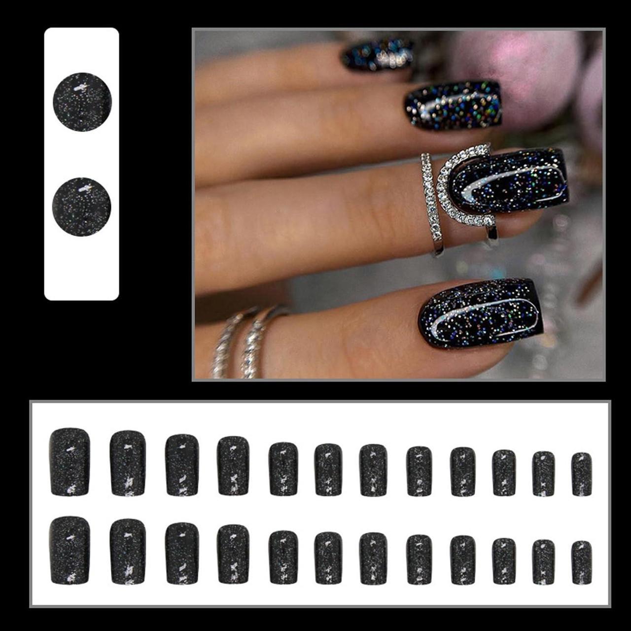 Накладные короткие ногти квадратной формы с клеевыми пластинами 24 шт. Блестящий Черный (2789190675) - фото 4 Накладные короткие ногти квадратной формы с клеевыми пластинами 24 шт. Блестящий Черный (2789190675) - фото 4