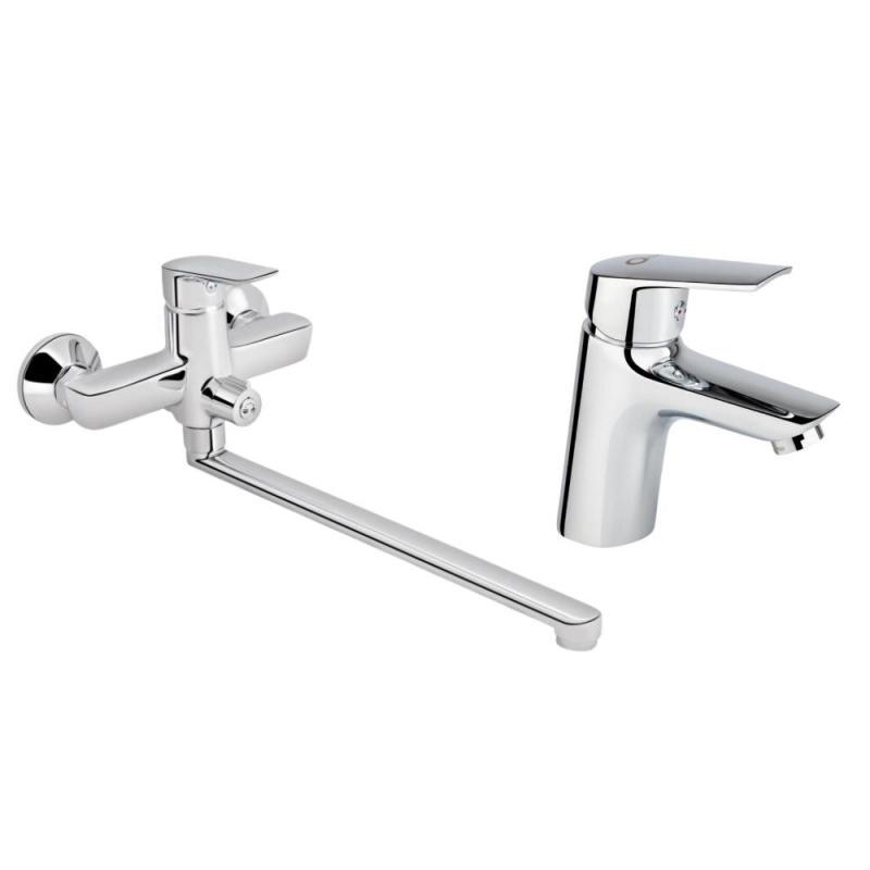 Набор смесителей для ванной Qtap Tenso Qttencrm001/Qtleo3262102gc 2в1