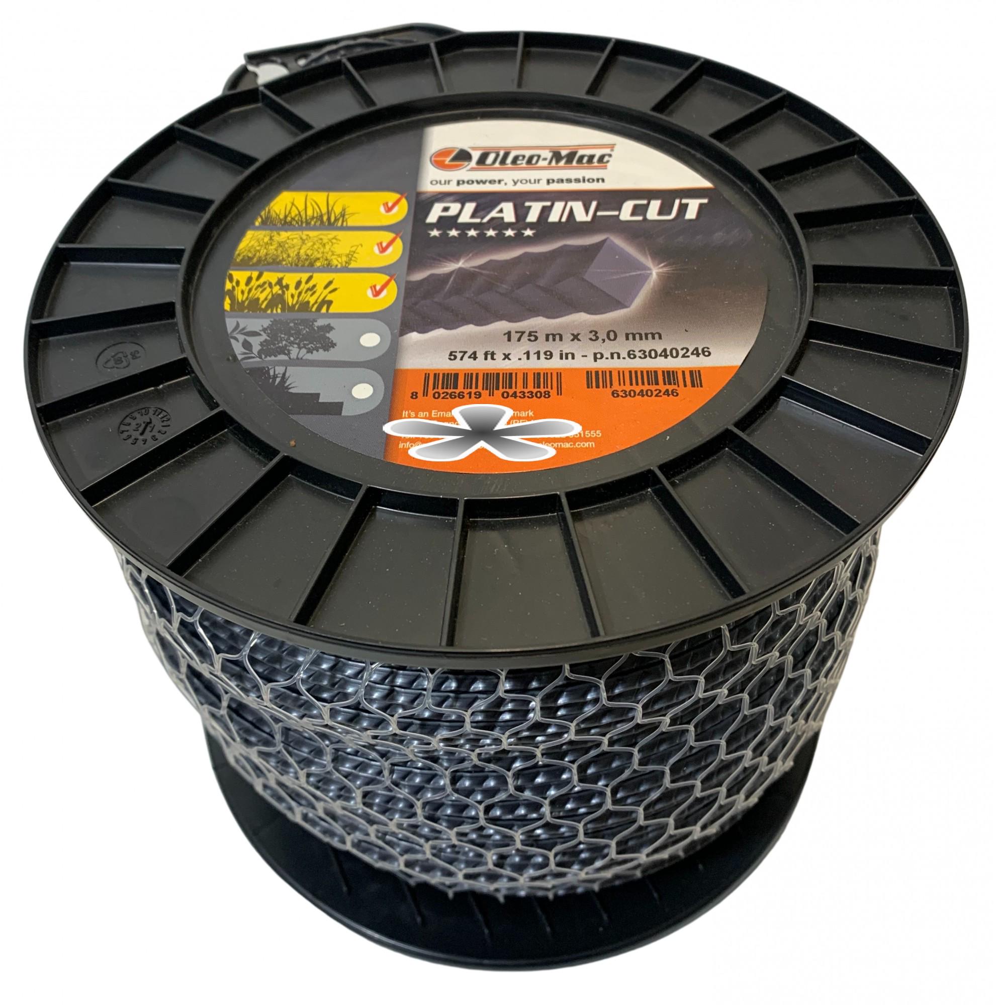 Косильна струна Oleo-Mac PLATIN- CUT Ø 3 мм 175 м квадрат із зазубреною оболонкою (63040246)