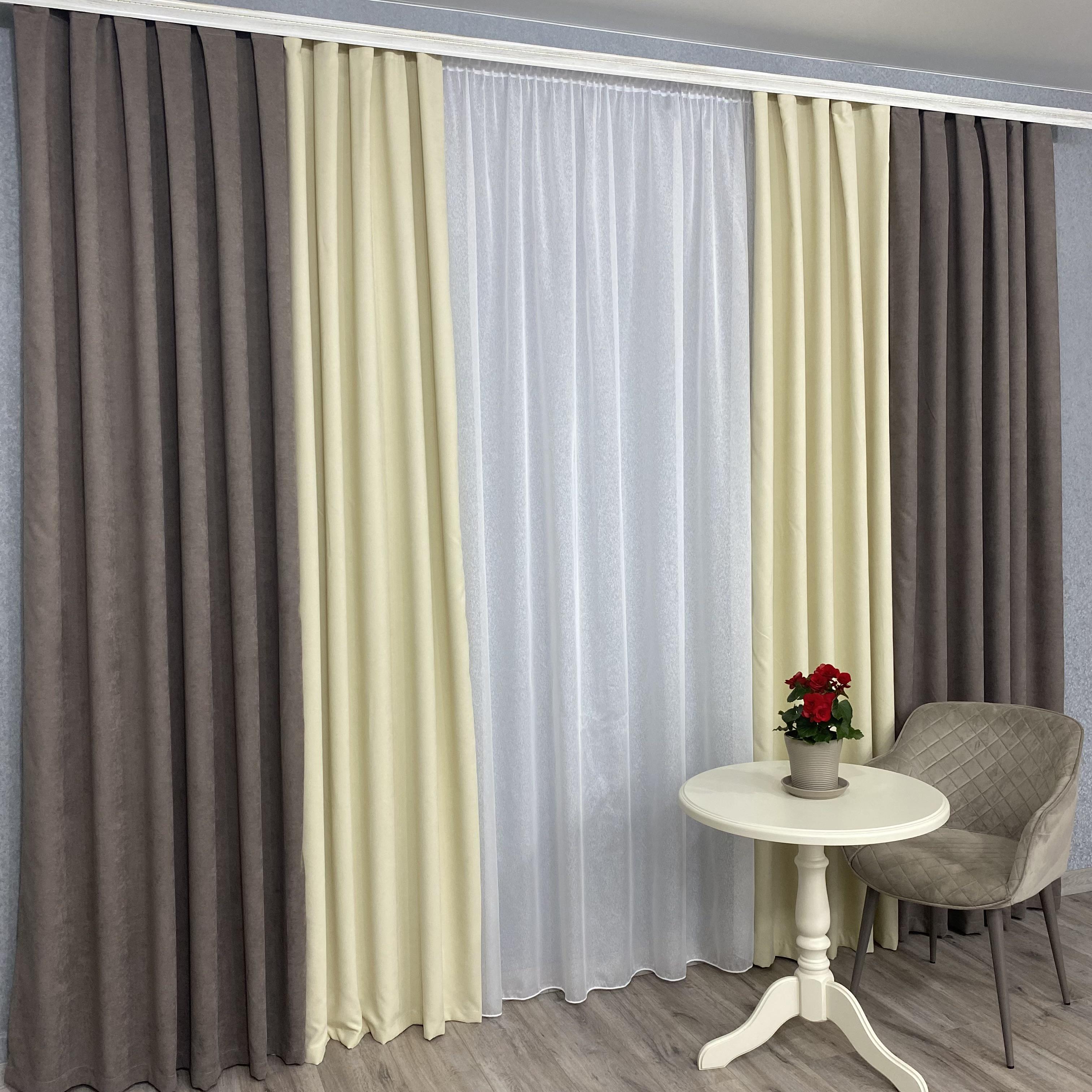 Шторы микровелюр TG Home Дуэт №450 1,50х2,70 м Мокко/Кремовый (450-341/250) - фото 4 Шторы микровелюр TG Home Дуэт №450 1,50х2,70 м Мокко/Кремовый (450-341/250) - фото 4