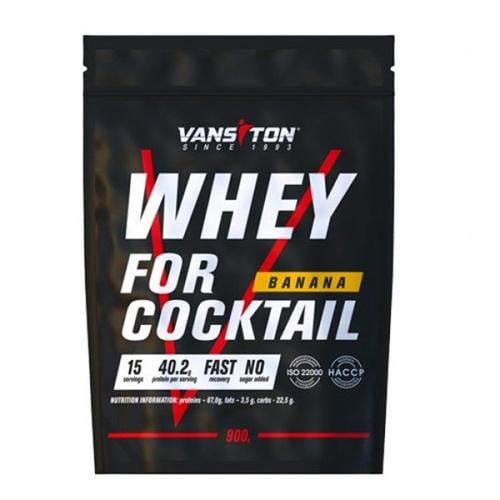 Протеїн Vansiton Whey For Coctail 900 г 15 порцій Banana