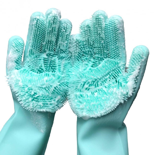 Перчатки силиконовые Magic Silicone Gloves Turquoise для быта/уборки/чистки/мытья посуды (14673353) - фото 3 Перчатки силиконовые Magic Silicone Gloves Turquoise для быта/уборки/чистки/мытья посуды (14673353) - фото 3