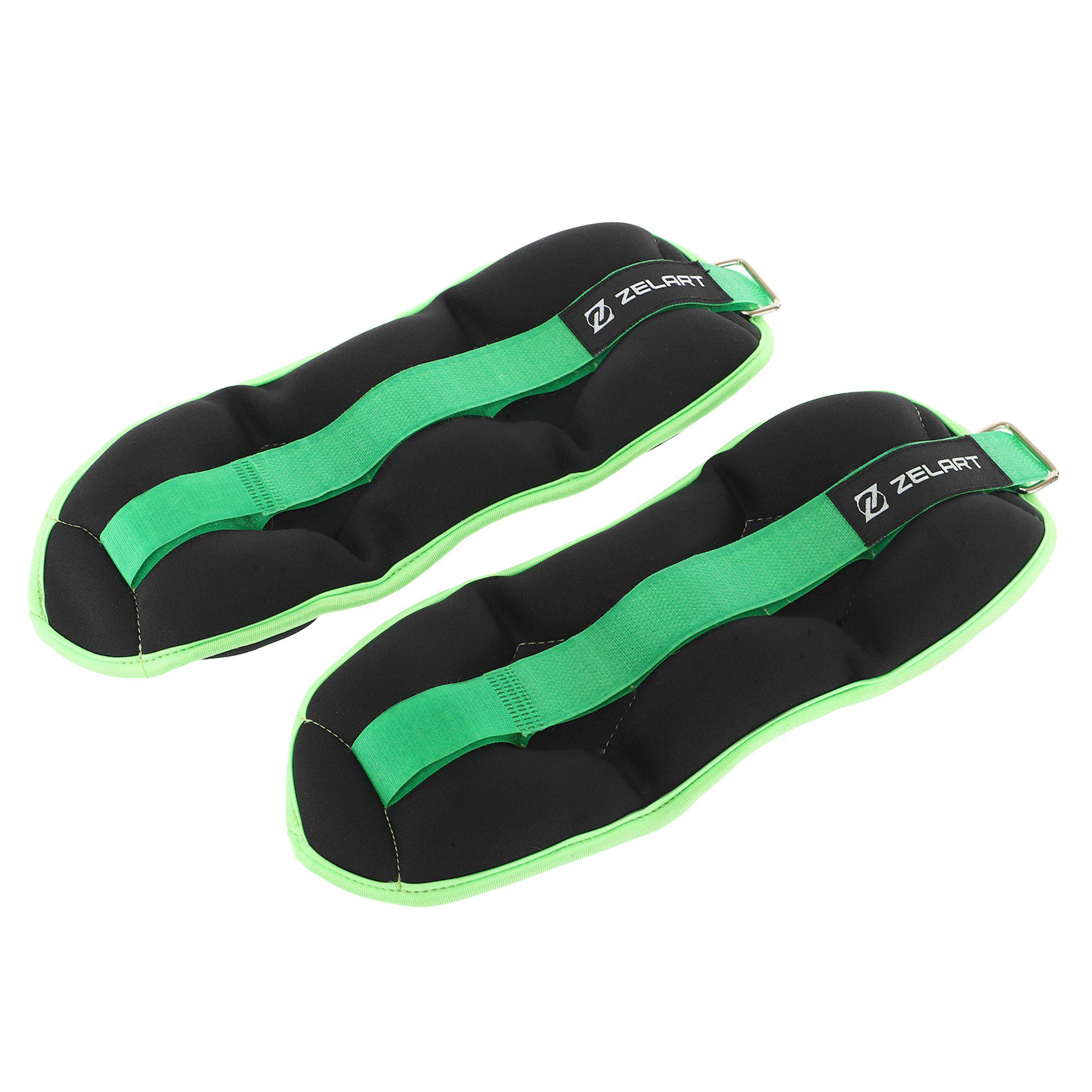 Обтяжувачі-манжети для рук та ніг Zelart Pro 2х1 кг Чорний/Салатовий (FI-7208-2_Черный-салатовый) - фото 3