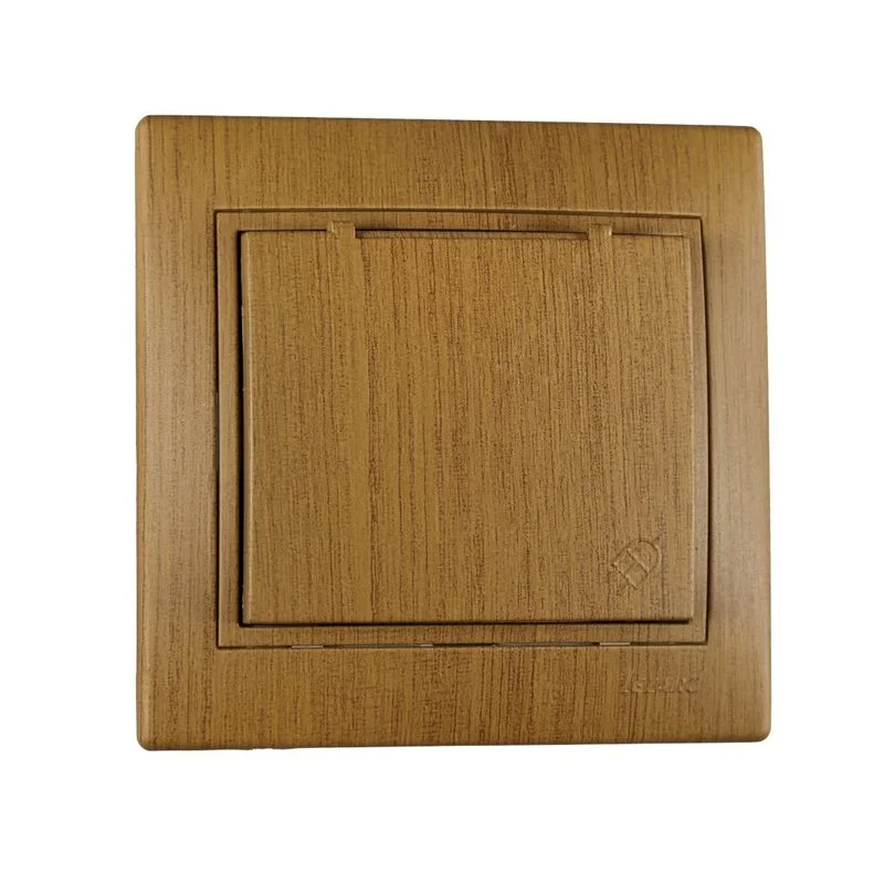 Розетка Lezard Mira 1-я с заземлением и крышкой Дуб классический матовый