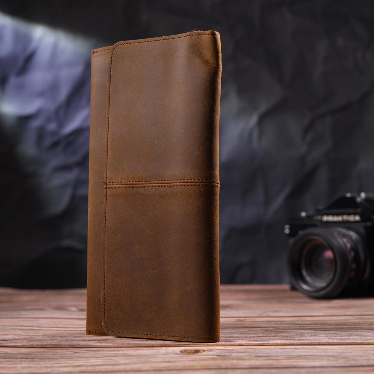 Бумажник мужской Vintage Men Wallet 21296 из натуральной винтажной кожи Коричневый - фото 6