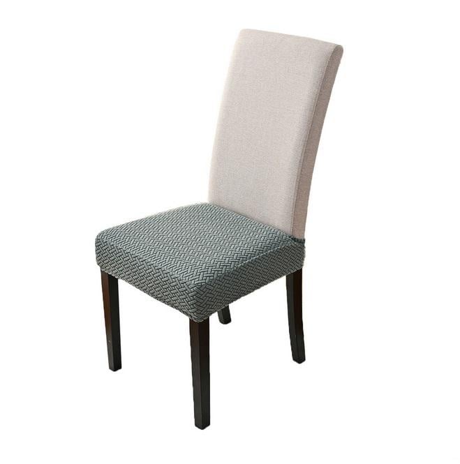 Чехол для обеденного стула со спинкой геометрический узор Светло-серый (ЧДК-27-2)