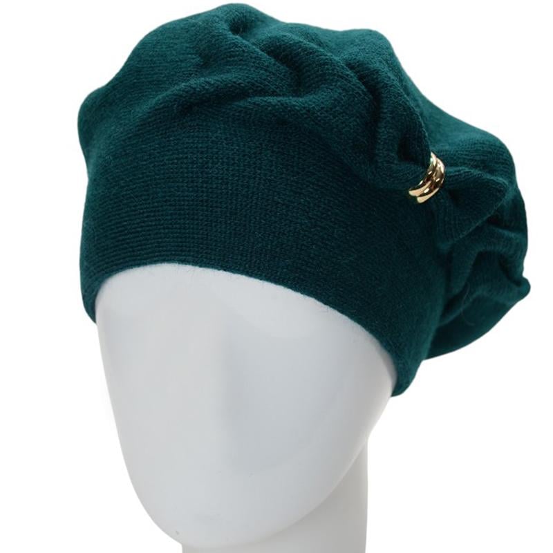 Берет женский Lirus Илона двойной на стойке с узором one size Зеленый (277457)
