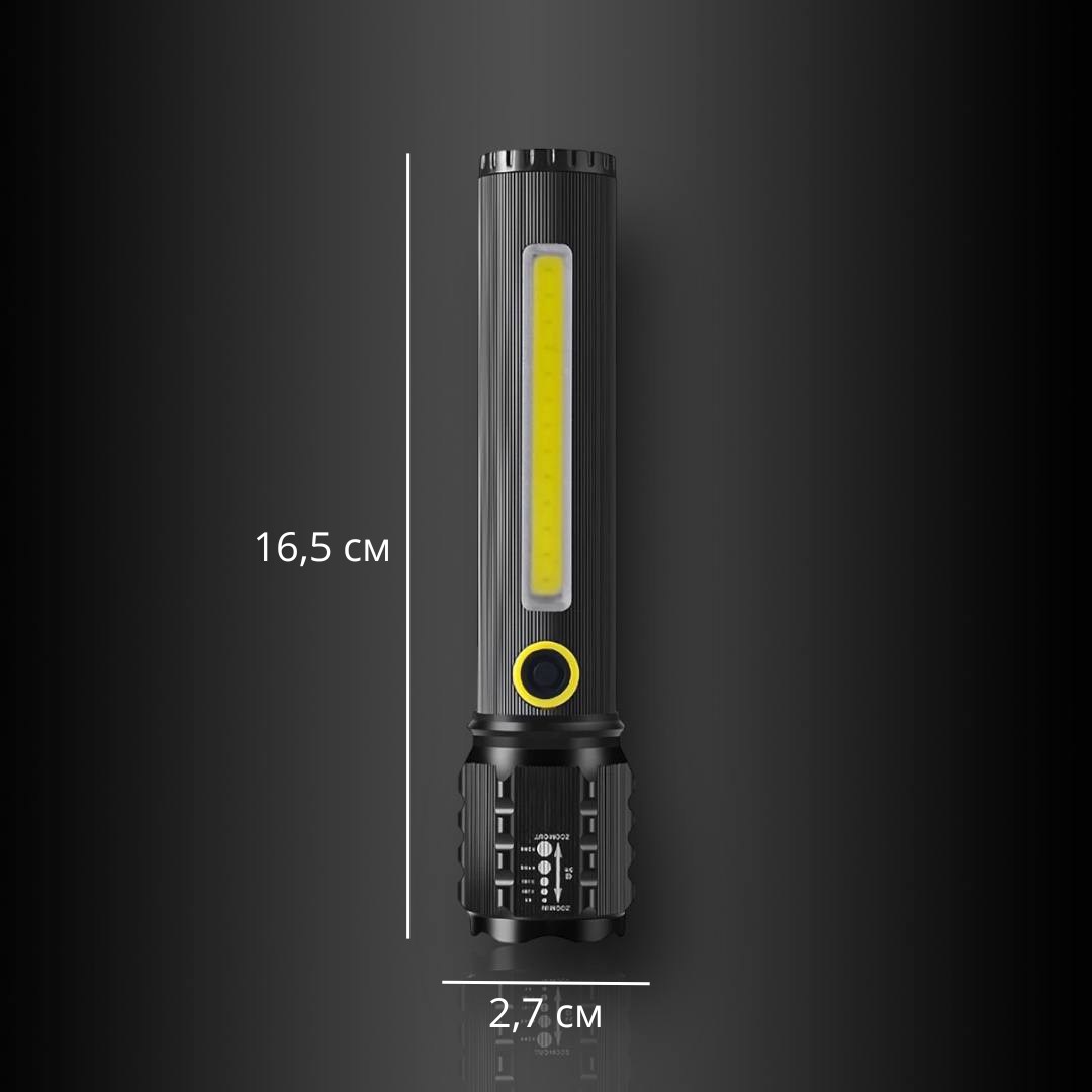 Ліхтарик світлодіодний X-Balog водонепроникний 3 режими світла 6800 mAh P50 Чорний - фото 3