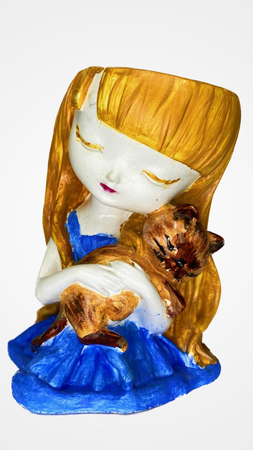 Свеча соевая в кашпо Девочка и волшебный кот (4015)