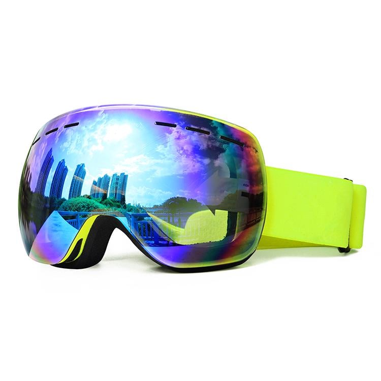 Лижна маска доросла для лиж та сноуборду antifog Салатовий/Хамеліон