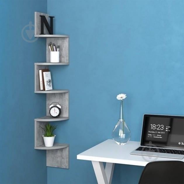 Угловая полка Forte Lilly Бетон 1224x200x200