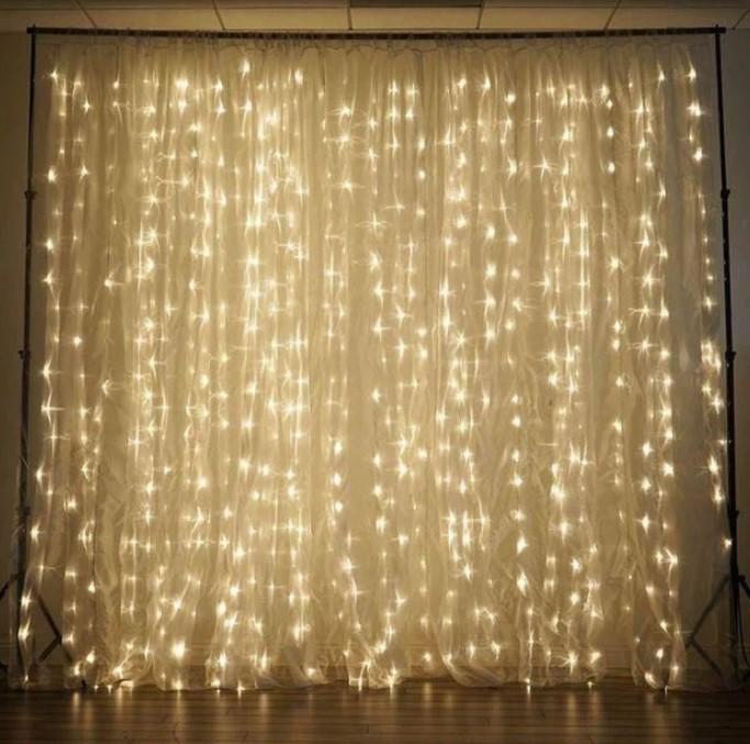 Гирлянда штора Водопад возможно подключение однотипных модулей через коннектор 2х2 м Белый-теплый (RD083)