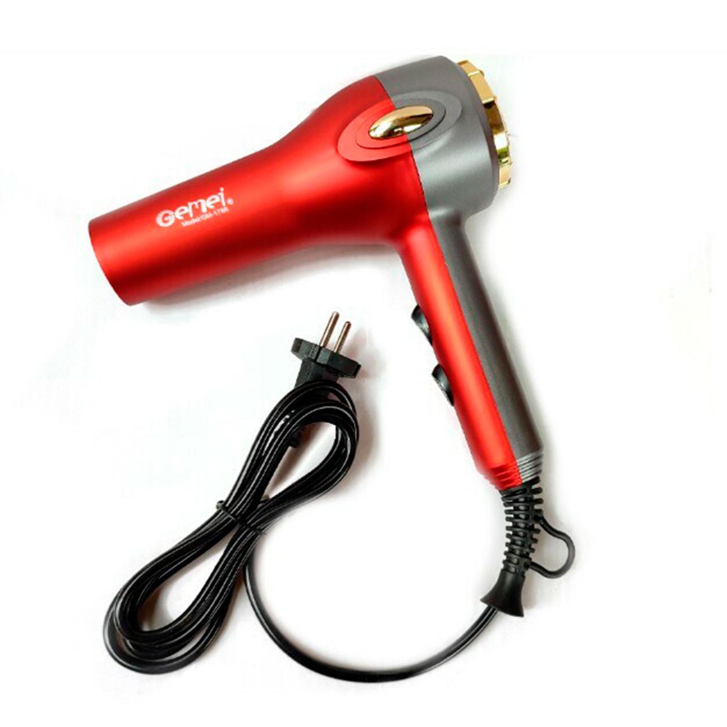 Фен для волосся Gemei GM-1786 2000 Вт з іонізацією та 2 температурних режими Red (784779635) Фен для волосся Gemei GM-1786 2000 Вт з іонізацією та 2 температурних режими Red (784779635)