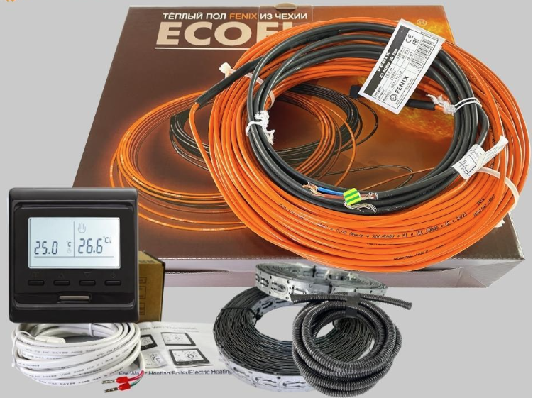 Комплект теплої підлоги в стяжку Fenix ADSV 18 1700 Вт 10,0-16,1 м2 з програмованим терморегулятором Чорний (51026)