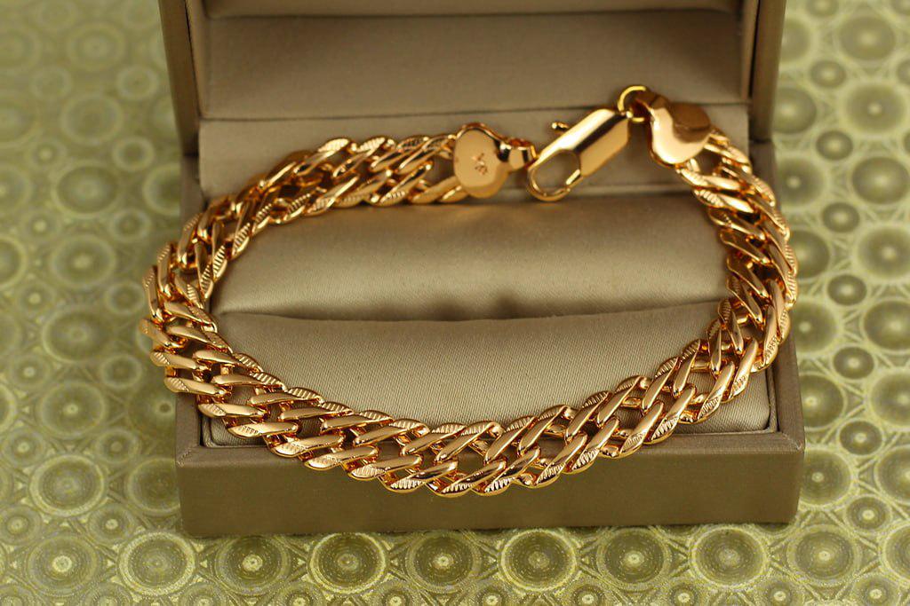 Браслет Xuping Jewelry ромб с огранкой 20,5 см 9 мм Золотистый (29116372)