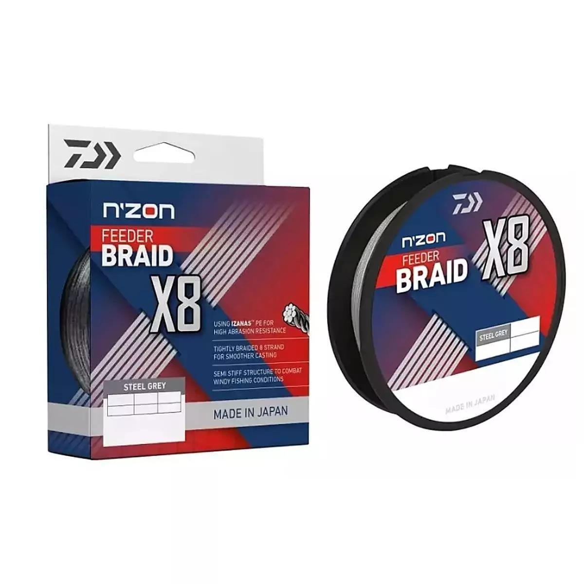 Шнур Daiwa N`Zon X8 Braid 7,0 кг 0,10 мм 300 м Steel Gray (2385666615)