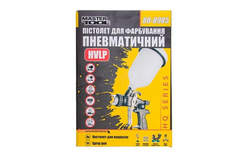 Краскопульт MasterTool HVLP HQ ВБ 600 мл пластик Ø 1,3 мм 400 л/мин 2-3 бар (80-8985) - фото 2