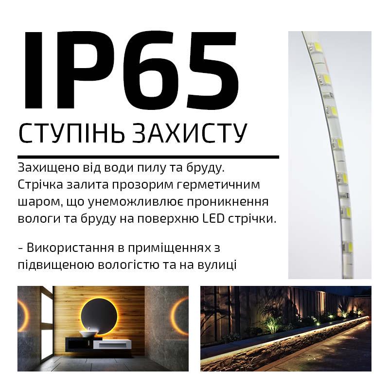 Світлодіодна стрічка герметична IP65 SMD 2835 12 В 6000 К 120 діодів/метр Холодний білий - фото 8