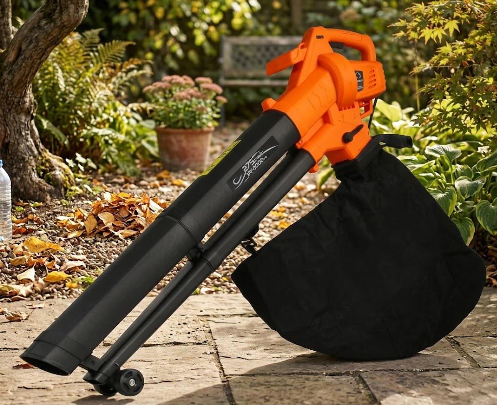 Садовый пылесос-воздуходувка 2в1 с регулировкой скорости и функцией измельчения/мешок для мусора 40 л