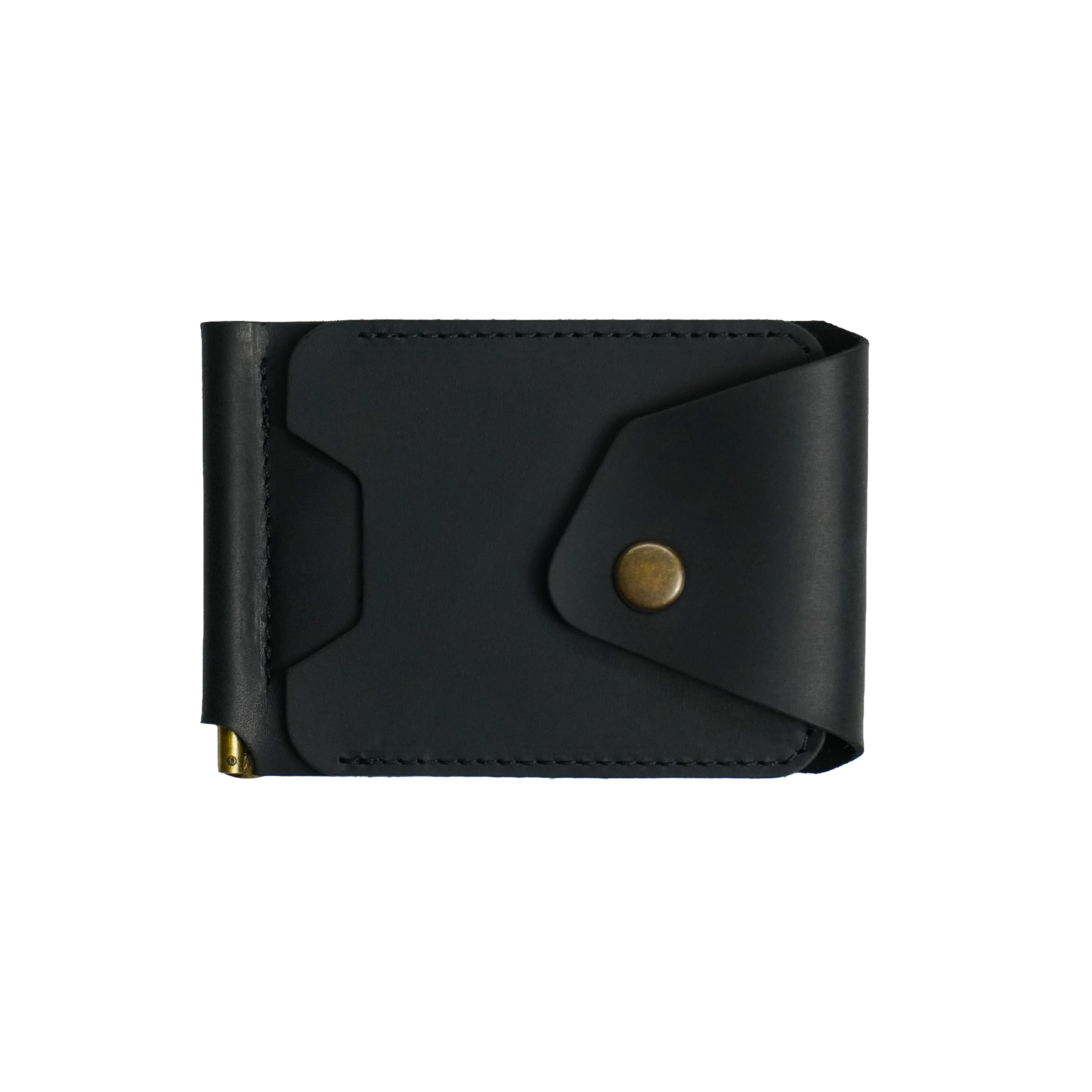 Зажим для денег с монетницей Crazy Horse кожаный M-02 Черный