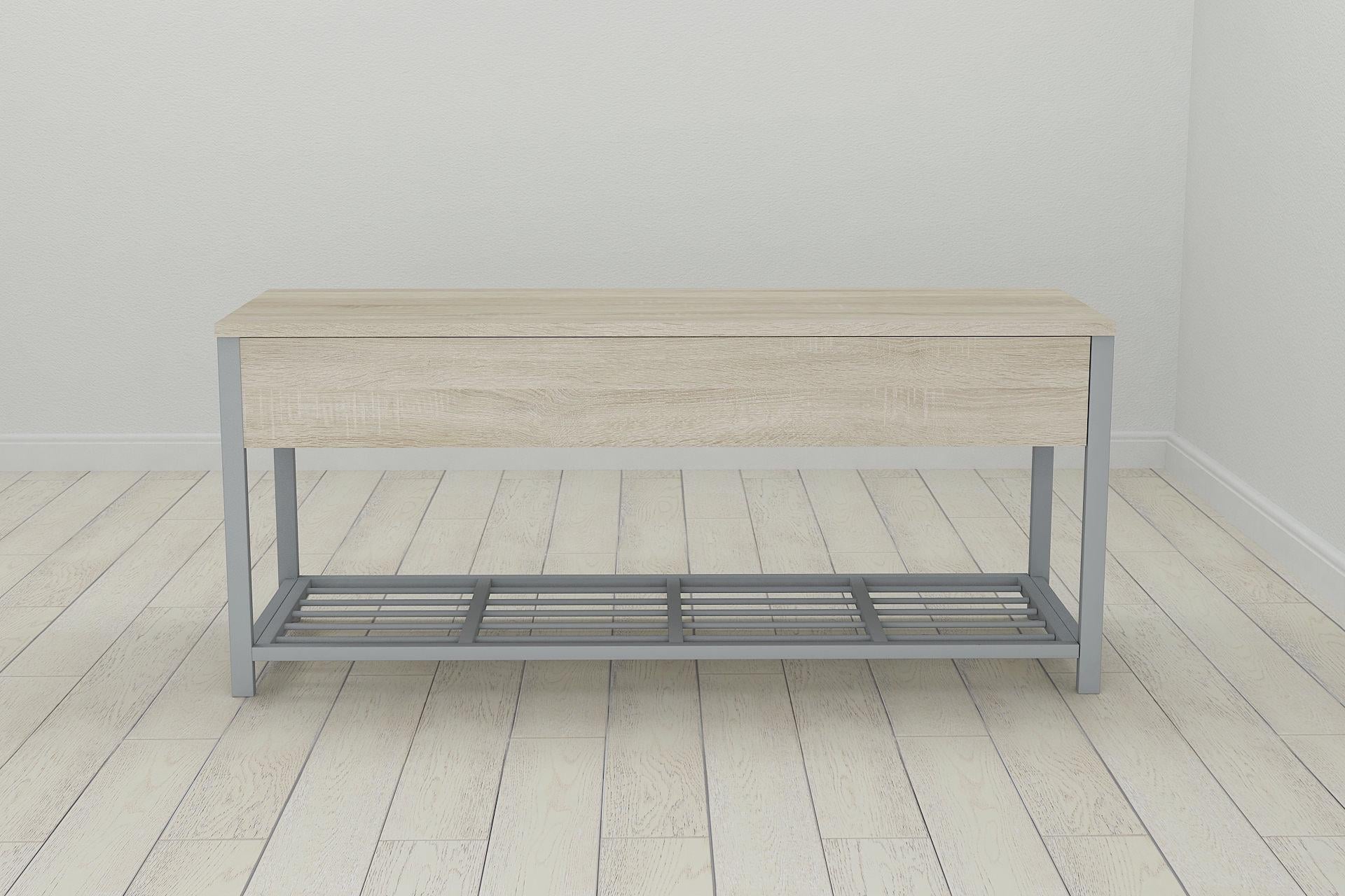 Банкетка с ящиком Ferrum-decor Дрейк 2 металл/ДСП 16 мм 550x1200x400 мм Серый/Сонома (FRD-103083) Банкетка с ящиком Ferrum-decor Дрейк 2 металл/ДСП 16 мм 550x1200x400 мм Серый/Сонома (FRD-103083)