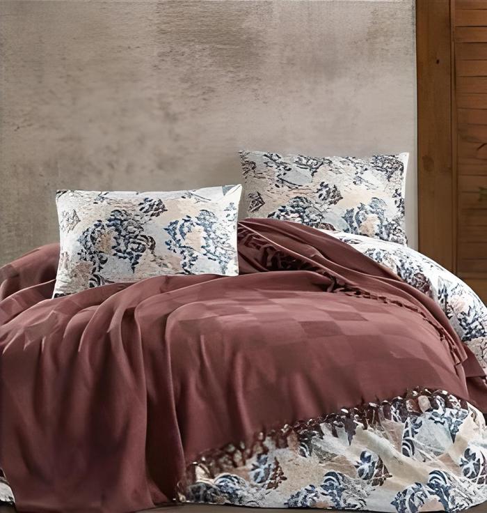 Комплект постельного белья Cotton area Saheserr Set Marita евро сатин 588 Bordo (DR012698)