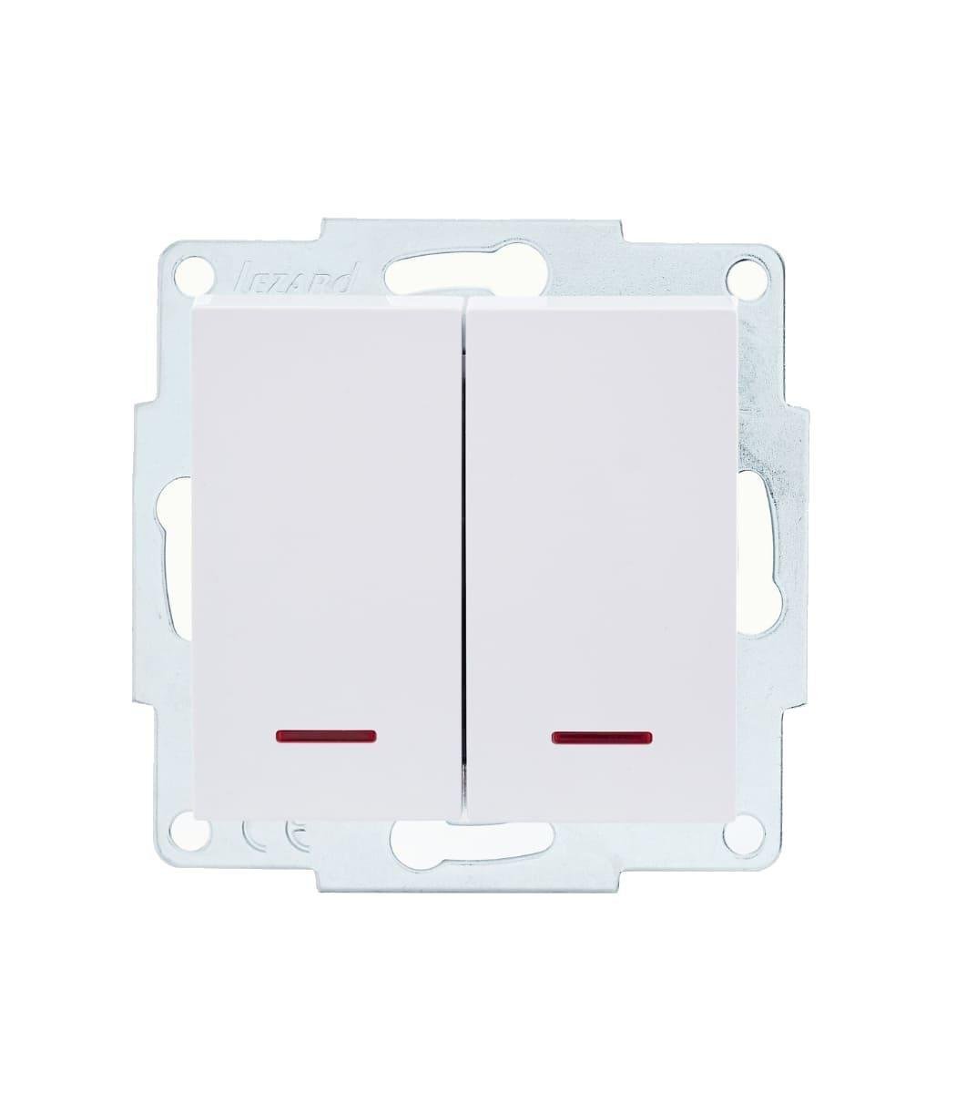 Выключатель двухклавишный Lezard Vesna с подсветкой Белый (27550089)