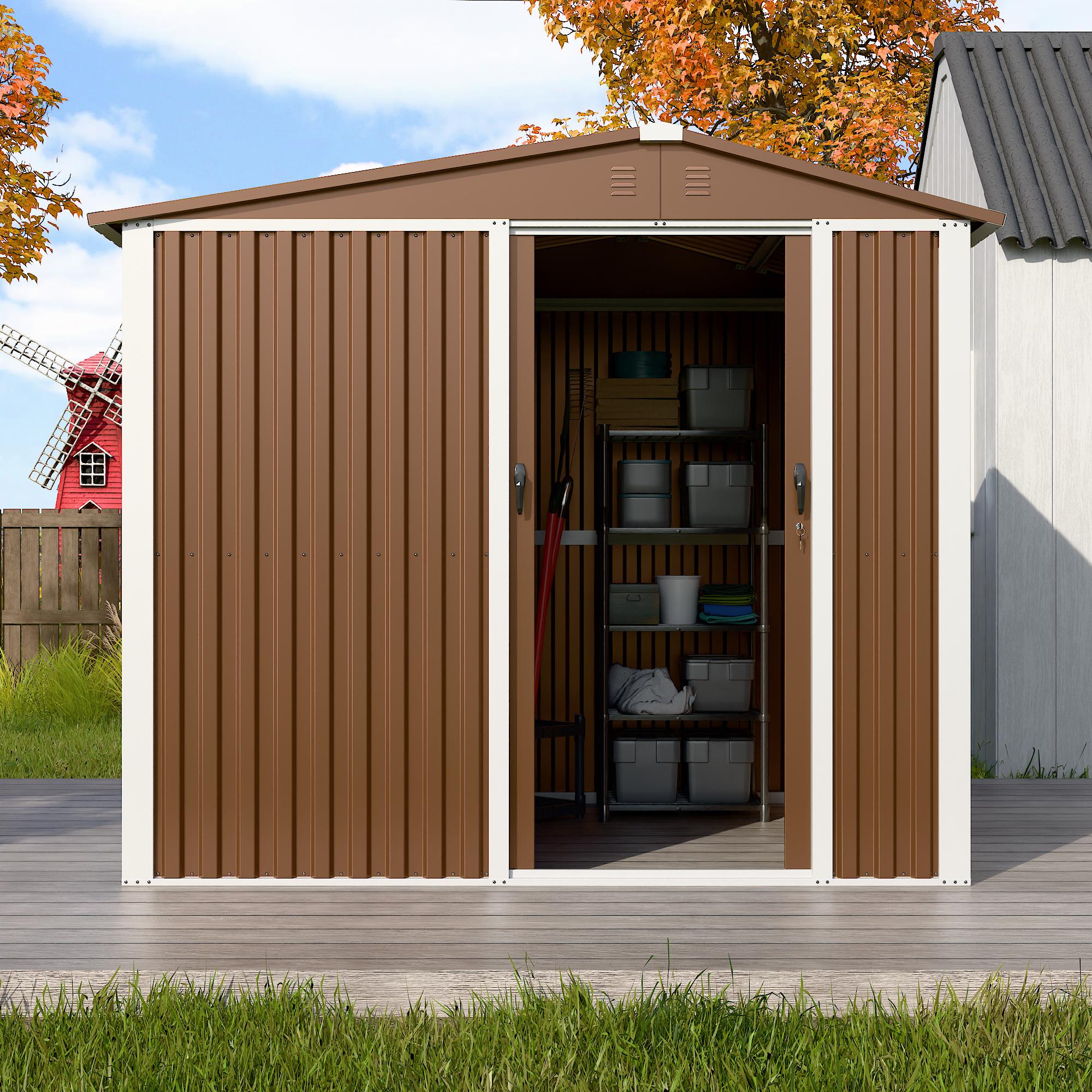 Хозблок-сарай металлический с двускатной крышей NEXT-древник 2000х2400х1800 мм Коричневый - фото 5 Хозблок-сарай металлический с двускатной крышей NEXT-древник 2000х2400х1800 мм Коричневый - фото 5