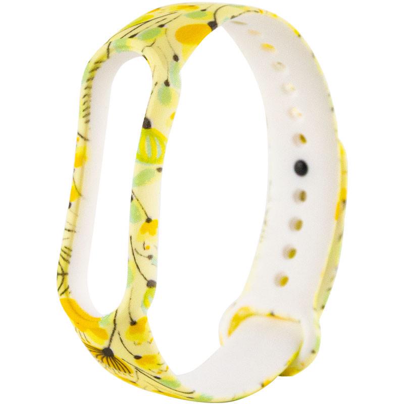Ремінець силіконовий для Xiaomi Mi Band 5/6 Жовтий/Квіти (00000037970_46)
