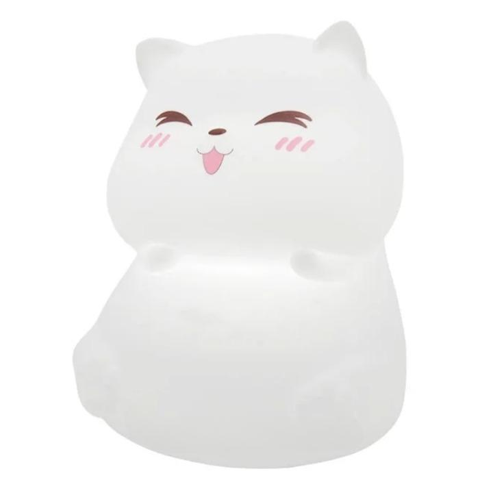 Ночник детский силиконовый Котик сенсорный с аккумулятором USB Белый (543-21)