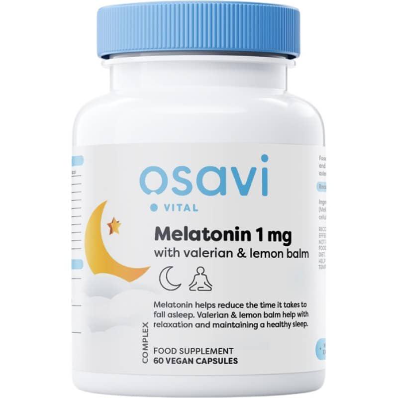 Мелатонин с валерианой и мелиссой Osavi Melatonin with Valerian & Lemon Balm 1 mg vegan 60 caps