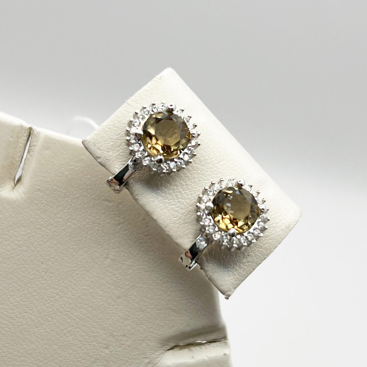 Серебряные серьги с султанитом и кубическим цирконием 3,98 г (2475786086) Серебряные серьги с султанитом и кубическим цирконием 3,98 г (2475786086)