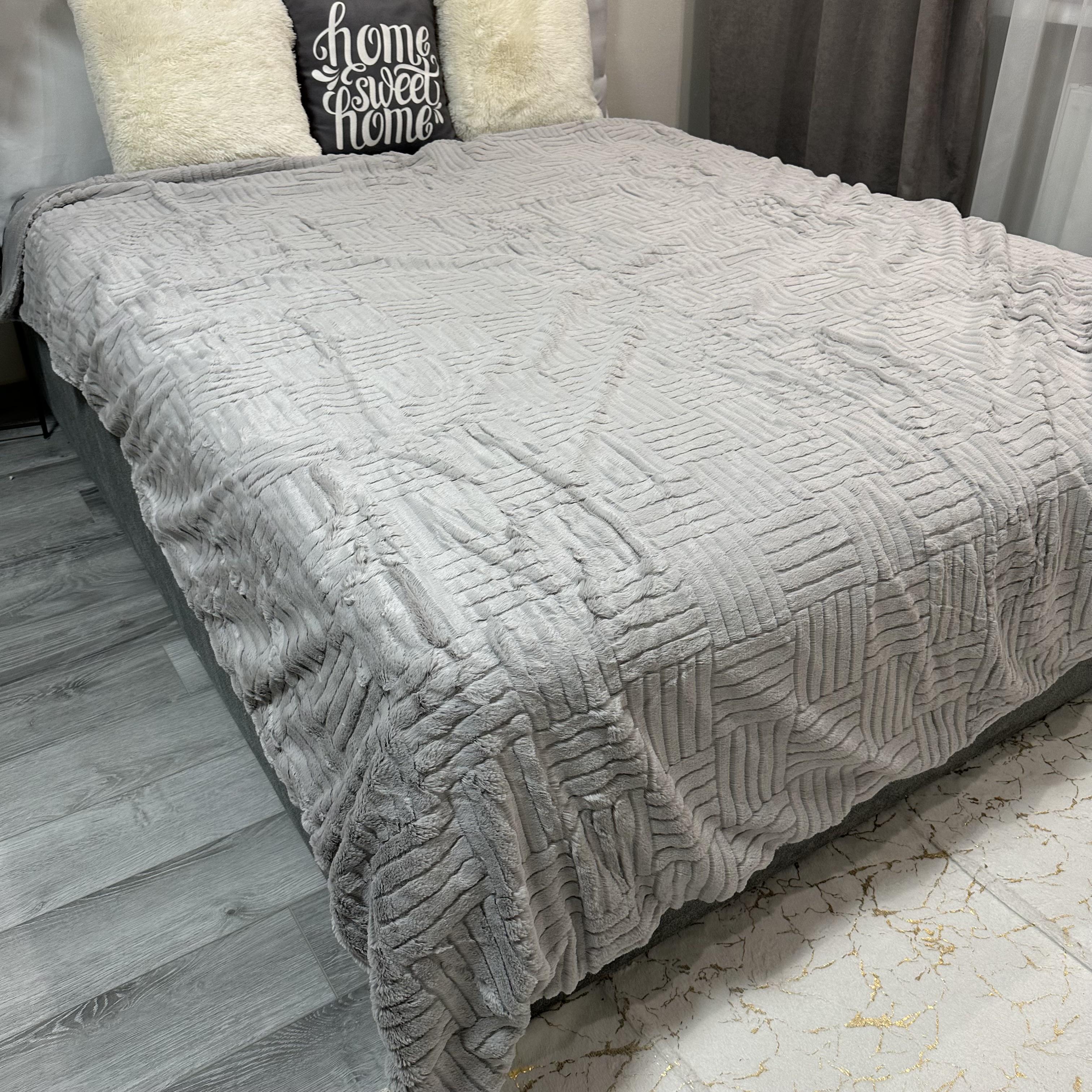 Покрывало микрофибра велюр 200х230 см Серый (30111402) - фото 5